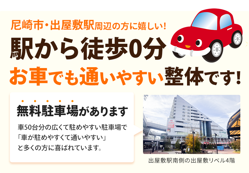 出屋敷駅すぐ近く＆無料駐車場もあり